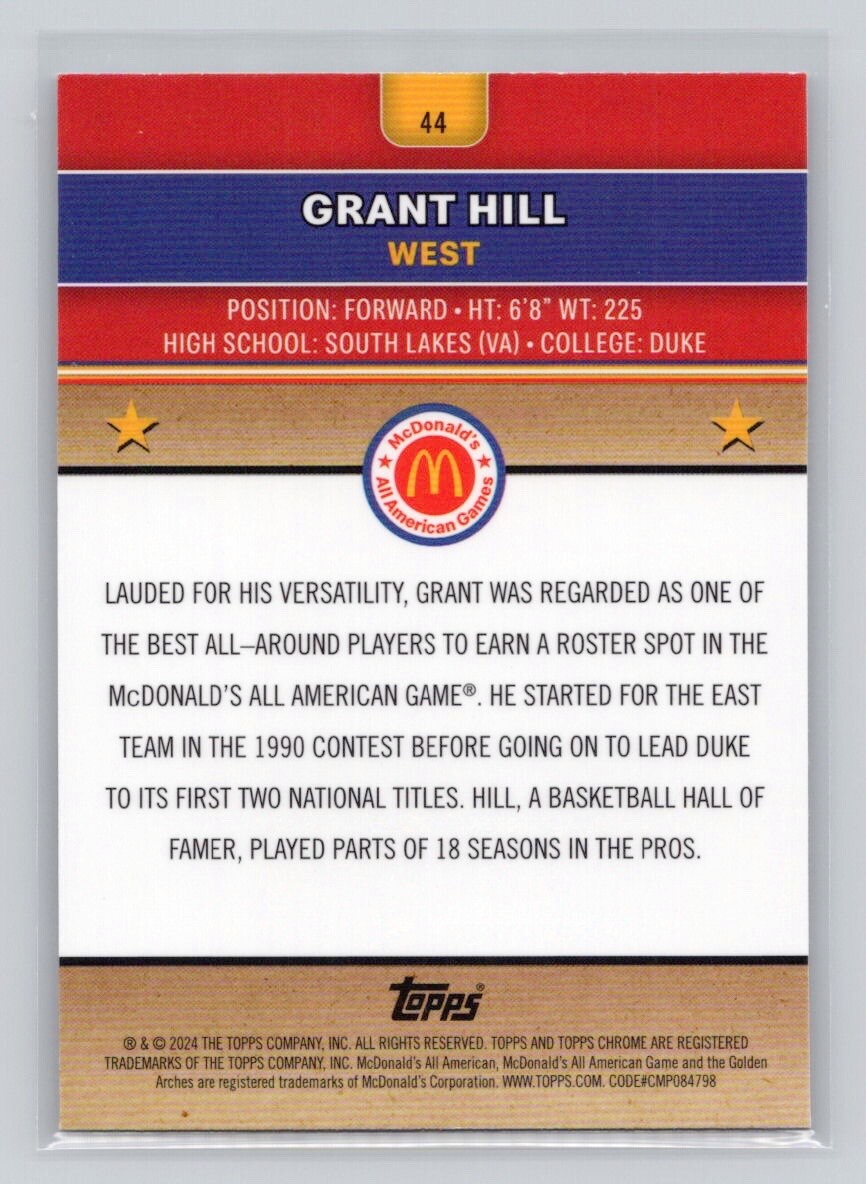 Grant Hill 2024 Topps Chrome McDonalds All American Basketball #44
