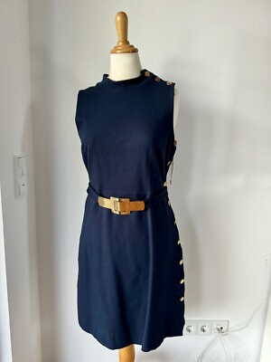 Milly New York L Navy Gold Kleid Edel Blau