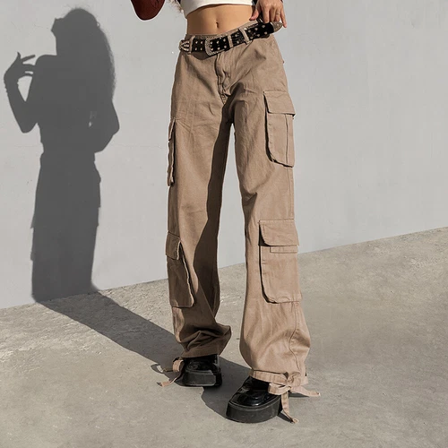 Women Cargo Pants Wide Leg Straight Trousers Casual Baggy Sweatpants casual Y2K - Picture 12 of 29