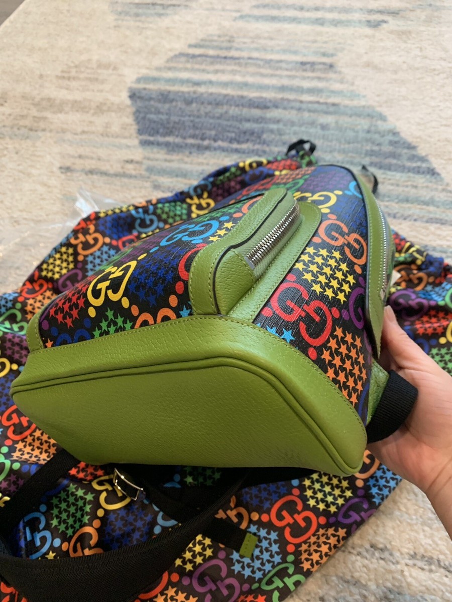 Authentic Gucci 601296 GG Psychedelic Backpack Black Green Authentic Gucci 601296 GG Psychedelic Backpack Black Green