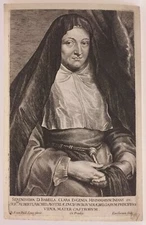 D Isabella, Hispaniarum Infans - after Anthon Van Dyck - 17th century etching