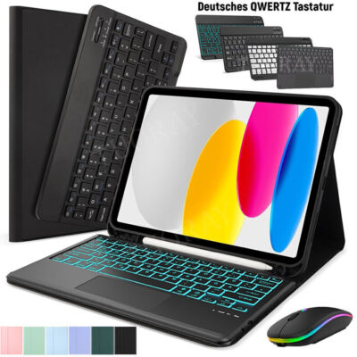 Für iPad 10. /11. Gen (A16) 2025/2022 QWERTZ Tastatur Maus Hülle mit Stifthalter