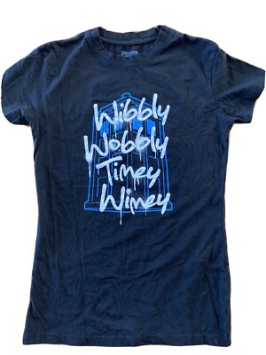 Doctor Who Graphic Tee T Shirt Wibbly Wobbly Timey Wimey Black Juniors ...
