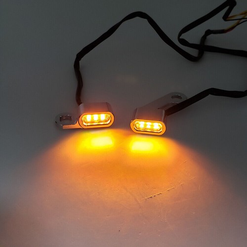 Mini LED Turn Signal Indicator Amber Light Lamp Blinker Motorcycle Handlebar Kit - Picture 9 of 11