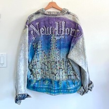 American Vintage Jordache New York Acid Wash Denim Jean Jacket Distressed Large