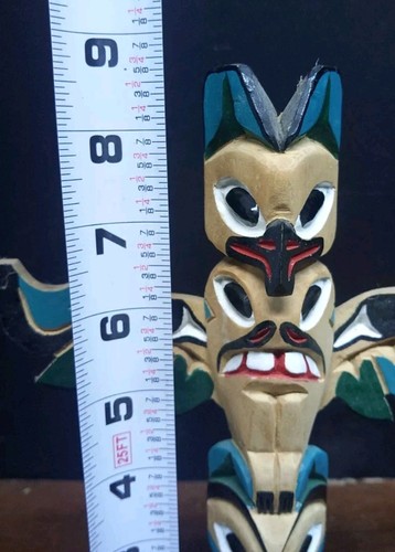 DE COLECCIÓN 8.5" ALTO S E ALASKA TALLADO A MANO/PINTADO MADERA TÓTEM ESCULTURA ZONA DE PINZAS - Imagen 11 de 13