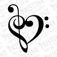 Clef Note Heart Vinyl Decal by Pristine Signs & Graphics,LLC MADE IN THE USA