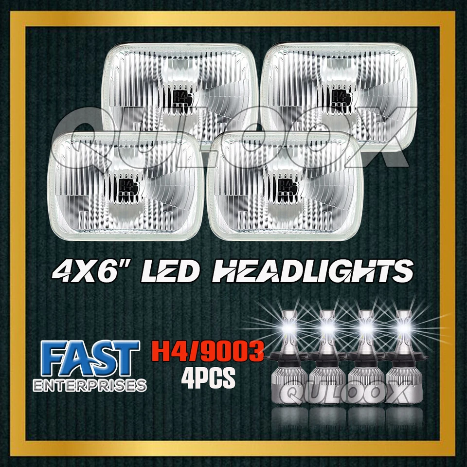 4PC 4x6" Inch LED Headlight For Chevrolet V10 V20 V30 R10 R20 Suburban 1987 1988 Foto 4 de 4