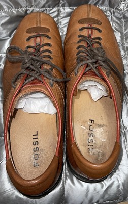 FOSSIL MENS LOAFERS BROWN LEATHER UPPER LACED UP SIZE 105M  display picture 1