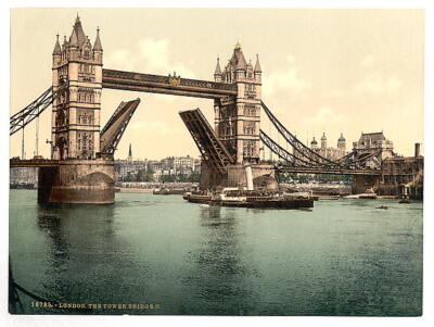 Tower Bridge II open London England c1900 OLD PHOTO