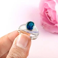 Natural London Blue topaz Gemstone with 925 Sterling Silver Ring For Men's  #933