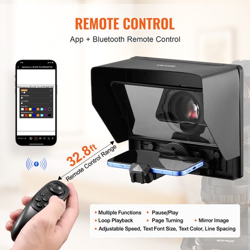 VEVOR 10'' Portable Teleprompter Remote for Webcam Smartphone Live Streaming - Afbeelding 4 van 12