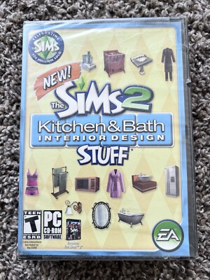 Sims 2: Kitchen & Bath Interior Design Stuff PC, 2008 Factory Sealed Small Tears