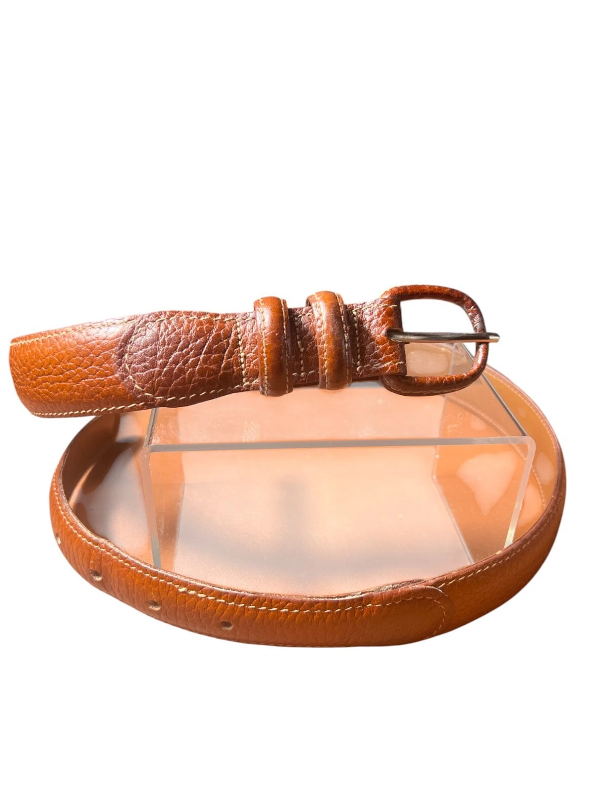 Christian Dior 219115 Ceinture Femme Boucle Cuir Grainé Marron Taille 24 Créateur