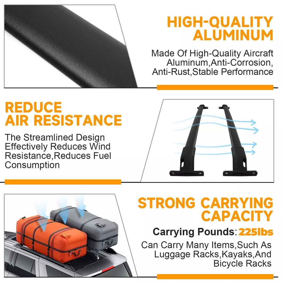 Barras transversales portaequipajes de techo 225 lb para Ford Expedition Lincoln Navigator 18-24 Foto 4 de 4