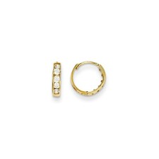 Madi K Kid's Earrings 14k Yellow Gold Cubic Zirconia Casted Hinged Hoop