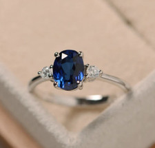 Teal Sapphire Ring-Silver Ring-Mother's Day gift- birthday gift For Her