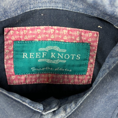 Reef Knots Shirt Mens Small Blue Button Up Long Sleeve Smart Casual Comfort RK - Picture 4 of 8