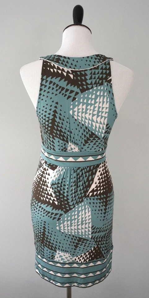 Vestido BCBG Max Azria Azul Marrón Sin Mangas Plisado Elástico Talla XS USADO EN EXCELENTE ESTADO Foto 3 de 4