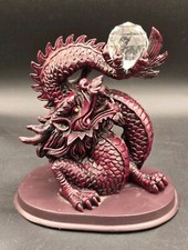 Vintage Heavy Red Resin Dragon Red Eyes Crystal Ball In Claws 7 x 6 x 4.5"