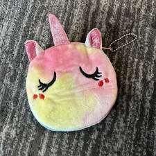 Cartoon Unicorn Coin Purse Soft Plush Rainbow Mini Cute Oval Zipper Coin Wallet