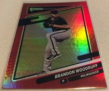 2021 Donruss Baseball Brandon Woodruff Milwaukee Brewers Holo Red Parallel #188