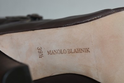 Bottes Neuves Manolo Blahnik MIRDA 105 - Cuir Taupe/gris, Taille 39.5 (US 40.5), Genou