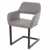 Esszimmerstuhl HWC-A50 Ii, Freischwinger Stuhl, Kunstleder, Taupe-Grau