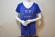 Victoria  s Secret Love Victoria Women  s Blue Striped Sleepshirt Dress XS V Neck