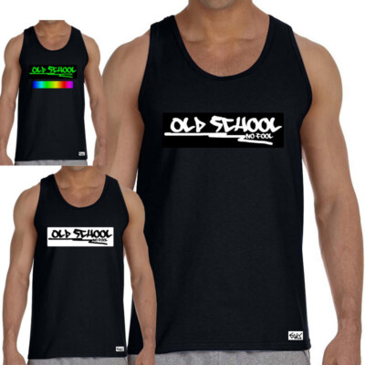 EAKS  Herren Tank Top ''Old School No Fool'' Spruch Oldschool Hip Hop Muskelshirt