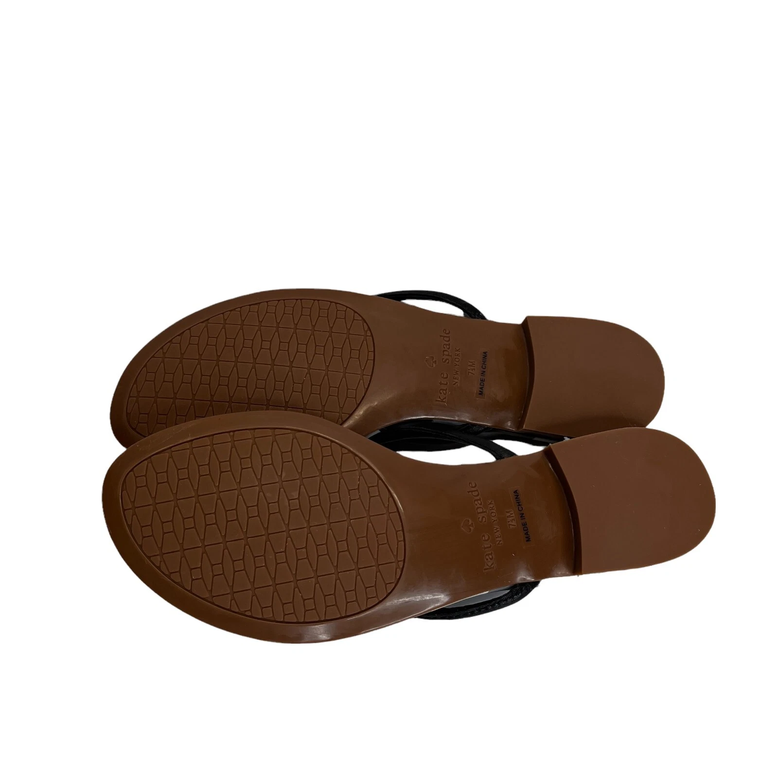 Kate Spade sandalo donna nero check nappa pelle fiocco mistico cinturino a T taglia 7 5