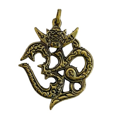 Brass Om Aum Pendant Hindu Yantra Spiritual Yoga Meditation Amulet Charm