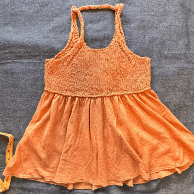 Free People Orange Knitted Tunic Top Mountain View Crocheted Adjustrable Straps