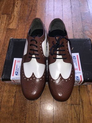 Brentano Spectator Leather Matte Brown / White Two-Tone Wingtip Tuxedo Shoes9.5 Brentano Spectator Leather Matte Brown and White Two Tone  main image 4