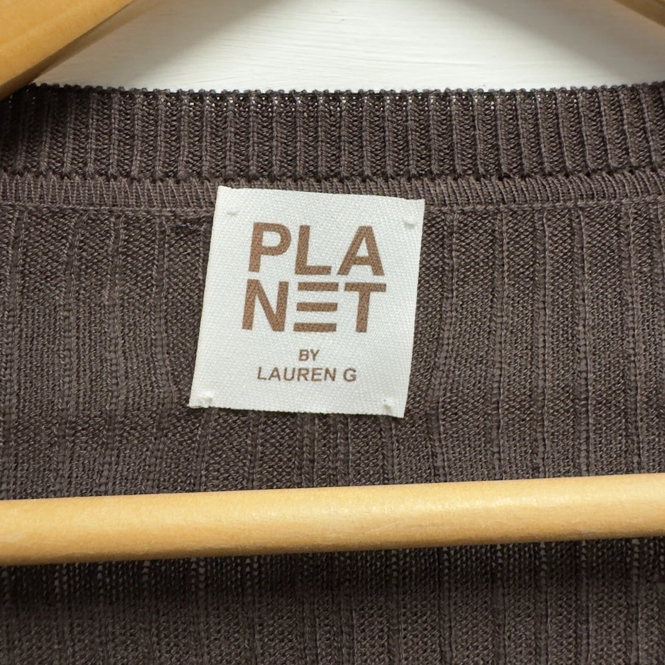 Planet by Lauren G Women's One Size Pullover Brown/Purple Cotton/Modal Sweater - Image 3 of 4
