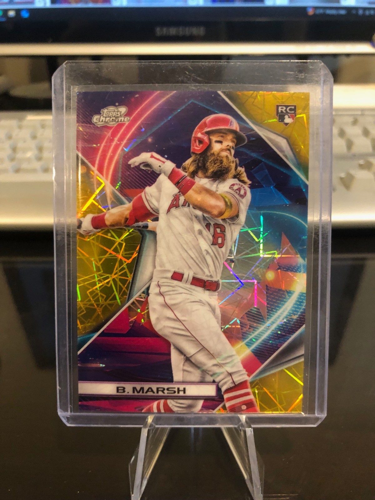 2022 Topps Cosmic Chrome #130 Brandon Marsh RC #D/50 Gold Interstellar Refractor