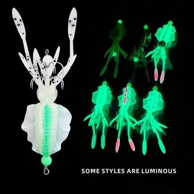 Weichplastik Glow Octopus Tintenfisch Angelköder 11 cm mit rostfreien Haken