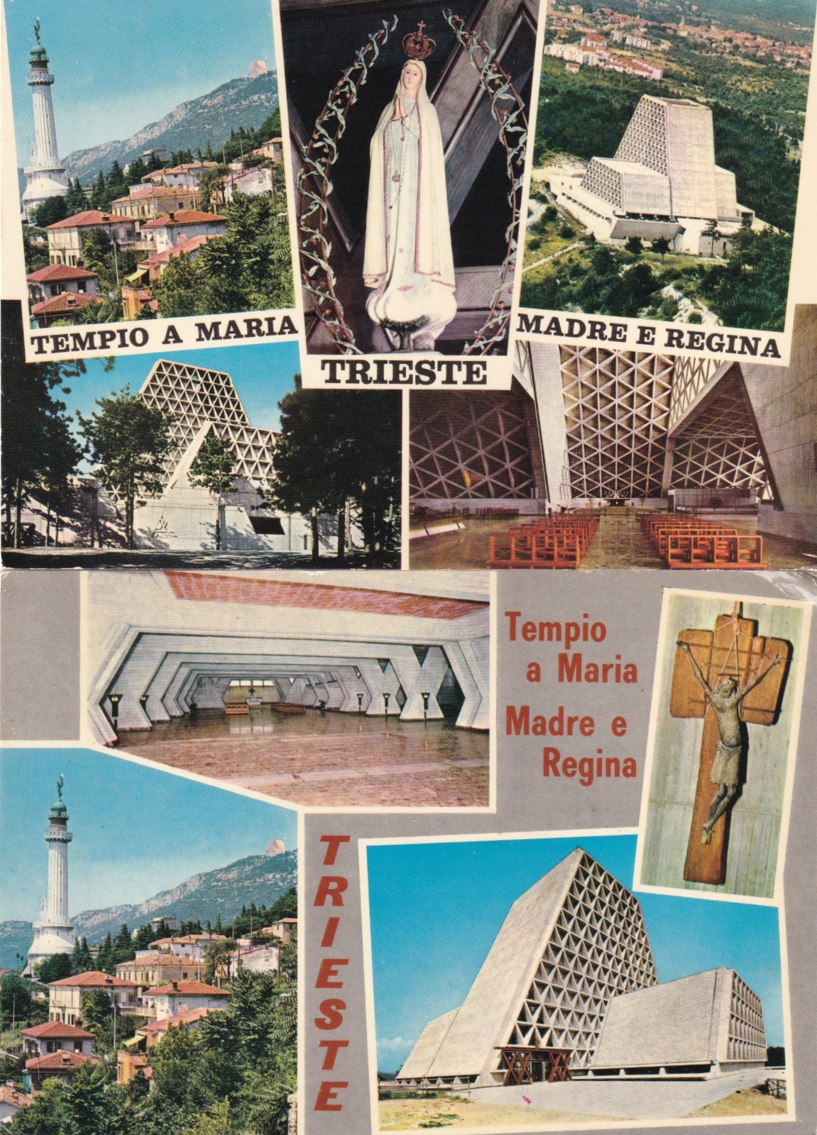 2 CARTOLINE DI TRIESTE ,PROSECCO - MONTE GRISA - TEMPIO MARIANO - TEMPIO A MARIA