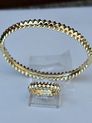Vergoldeter Clash Style Ring zierlicher Band Punk Zick Zack Ring NUR Designer Größe R