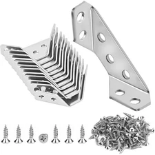 Premium Stainless Steel Corner Brackets 12-Pack Hardware Braces with Screws for