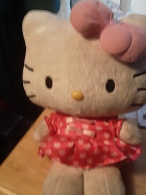 Hello Kitty Medium 18'' Plush Pink Plaid Skirt BowSanrio 2013 Stuffed Animal Toy