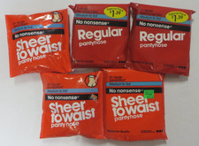 Vtg Lot 5 Pairs NO NONSENSE Pantyhose NUDE 19  7 Medium to Tall Sheer to Waist