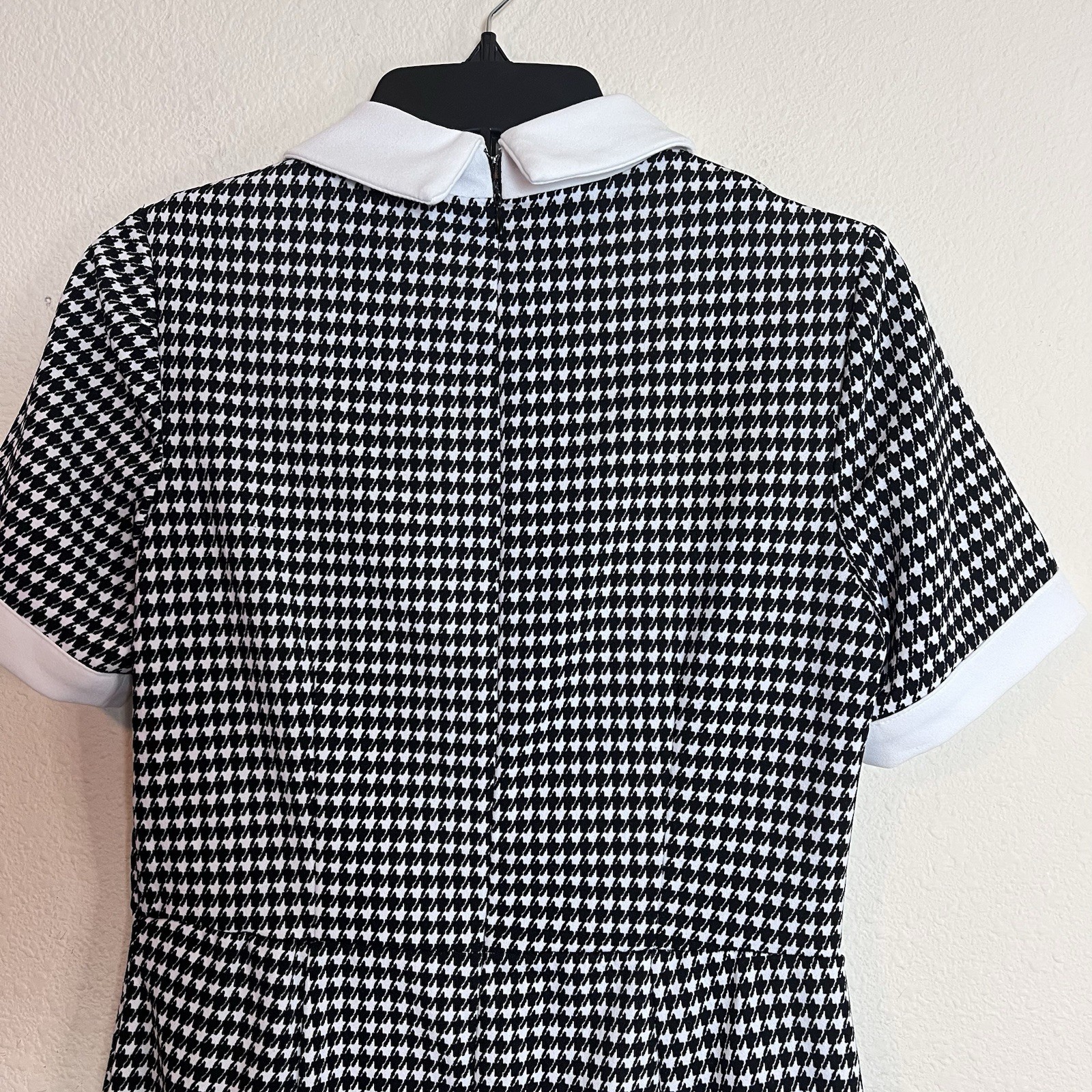 Shelby & Palmer Houndstooth Dress Women’s 8 Short Sleeve Double Breasted Stylish