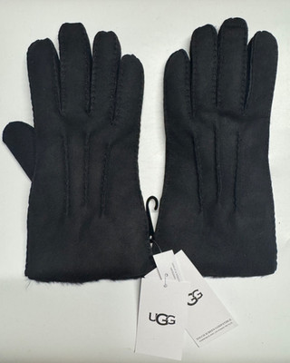 UGG Sheepskin Mens Gloves Shearling 3 Point Black  Touch Screen  LARGE NEW