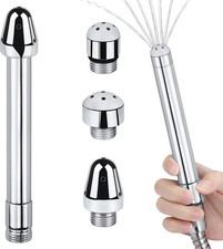 Aluminium 3 Shower Heads Water Nozzle Anal Douche Vaginal Cleaning Kit  Velvet