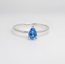 Natural Blue Topaz Gemstone Dainty Handmade Ring in 925 Sterling Silver