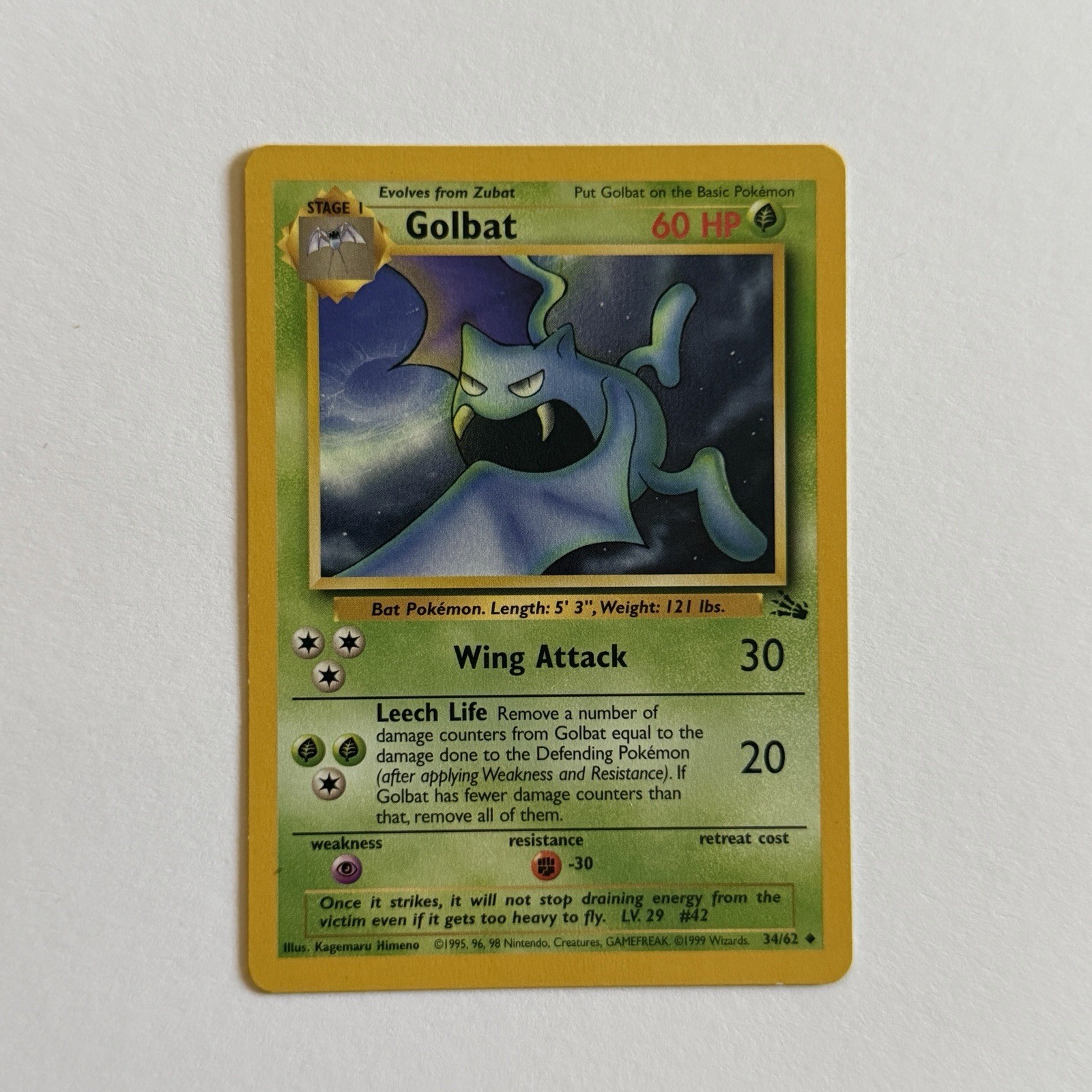 Golbat 34/62 Non Holo Fossil - Pokemon Card - MP
