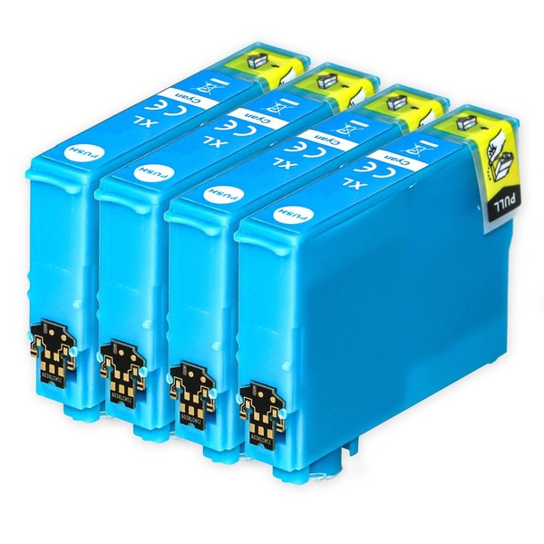 4 Cyan Tintenpatronen Ersetzen Epson 502XLC Non-Oem / Compatible-image