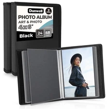 Dunwell 4x6 Photo Album (2-Pack, Black), Mounting Paper, Small 4 x 6 Art Port...