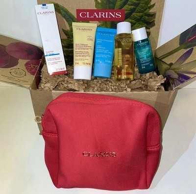Clarins Gift Set Cleanser , Hydra Essentiel Moisturizer, Hydrating Toner & Bag